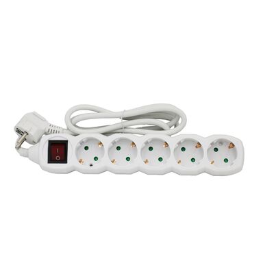 Multisocket with switch 3x1.5mm² 1.5m cable 5schuko white