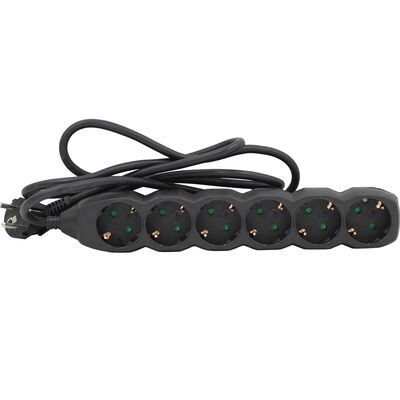 Multisocket 6schuko with 3x1.5mm² 1.5m cable black