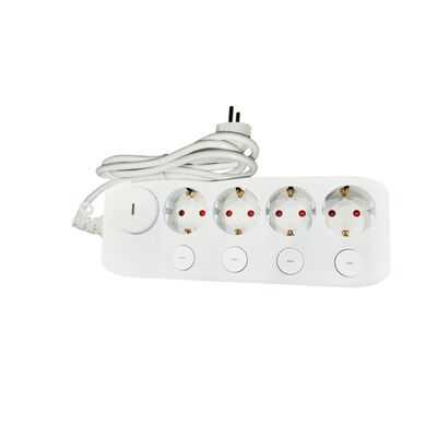 Multisocket with 3x1.5mm2 1.5m cable 4schuko+4independent led switches white