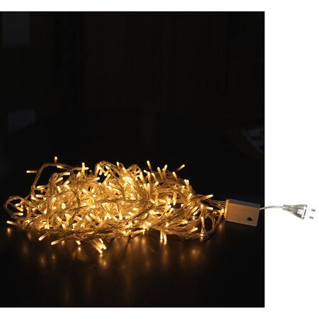 Chain 300 clear rice light with clear PVC wire L:16,5m with controller 230V