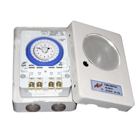 Rail Switch TB38B Metal wall mounted, 24hr 20A with 300hrs working reserve