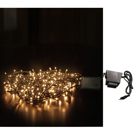 Chain 256 clear rice light 24V with green PVC wire L:14,5m with controller 230V