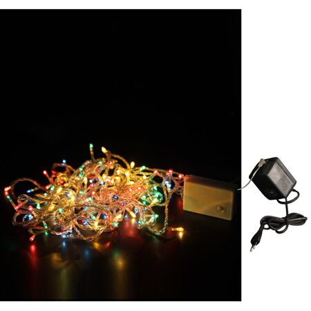 Chain 100 multicolor rice light 24V with clear PVC wire L:6,5m with controller 230V