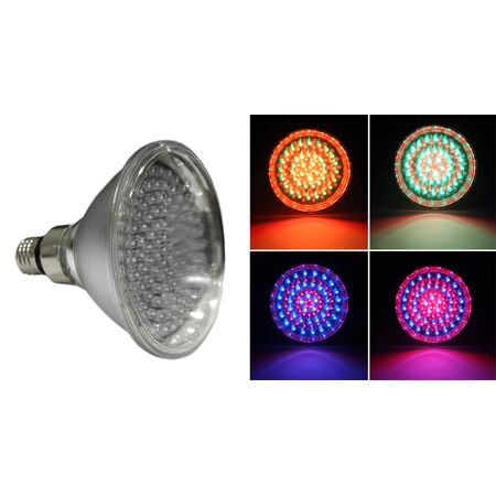 LED ΛΑΜΠΑ ΓΥΑΛΙΝΗ PAR38 E27 120LED 8.5W 42VAC 70° RGB