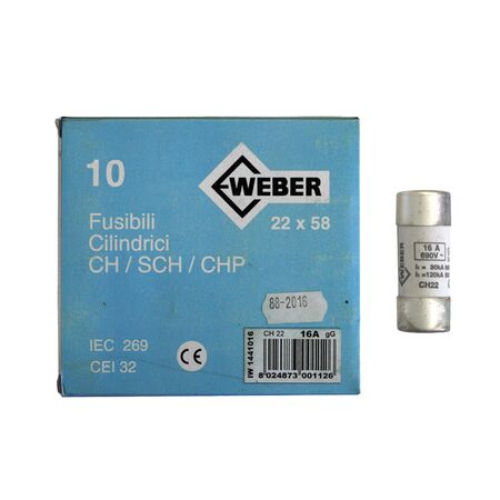 Cylindrical Fuse links 22X58mm 16A Gg