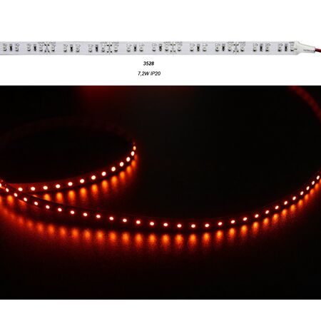 Led SMD Strip 3528 IP20 24VDC 90L/m 7.2W 5050 White PCB Red