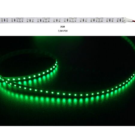 Led SMD Strip 3528 IP20 24VDC 90L/m 7.2W 5050 White PCB Green