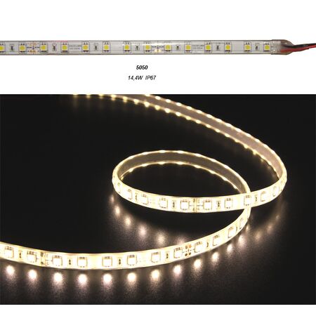 ΤΑΙΝΙΑ LED 5m 24VDC 14.4W/m 5050 60LED/m ΘΕΡΜΟ 3000K IP67 ECO