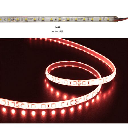 Led Strip White PCB 5m24VDC 14.4W/m 60L/m Red IP67