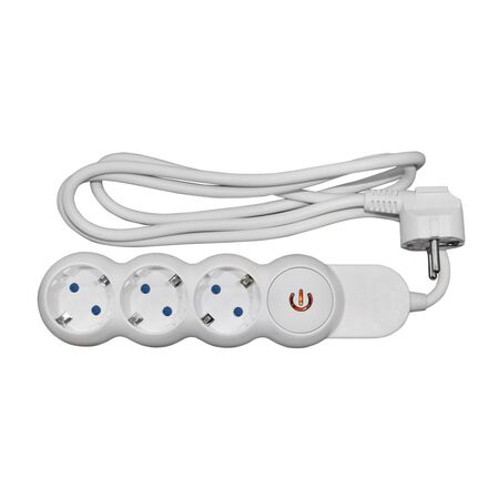 Bubble Multisocket 3schuko with switch with 3x1.5mm 1.4m cable, white