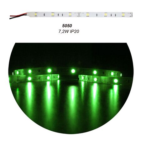 ΤΑΙΝΙΑ LED 5m 12VDC 7.2W/m 5050 30LED/m ΠΡΑΣΙΝΟ IP20 ECO
