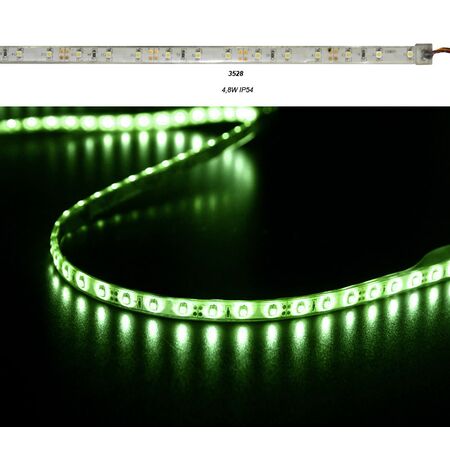 Led SMD Strip IP67 3528 12VDC 60l/m 4.8w/m white PCB green riggid