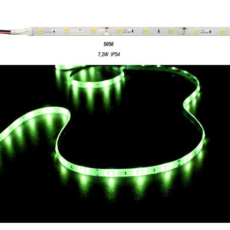 ΤΑΙΝΙΑ LED 5m 12VDC 7.2W/m 5050 30LED/m ΠΡΑΣΙΝΟ IP54