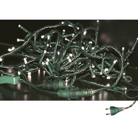 Extendable chain 100Led warm white with dark green PVC wire L:11,5mm with end plug 230V