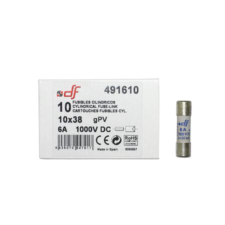 Cylindrical fuses 10x38mm 6A 1000VDC gR