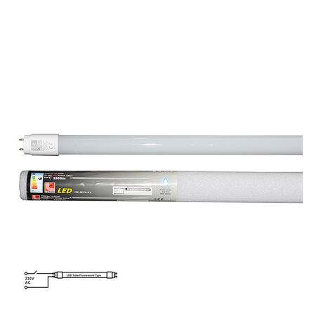 LED ΛΑΜΠΑ ΓΥΑΛΙΝΗ T8 120cm 18W 230V ΜΟΝΗΣ ΤΡΟΦΟΔΟΣΙΑΣ ΨΥΧΡΟ