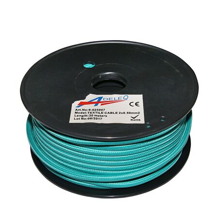 Textile flexible cable 2x0.50mm² Turquoise