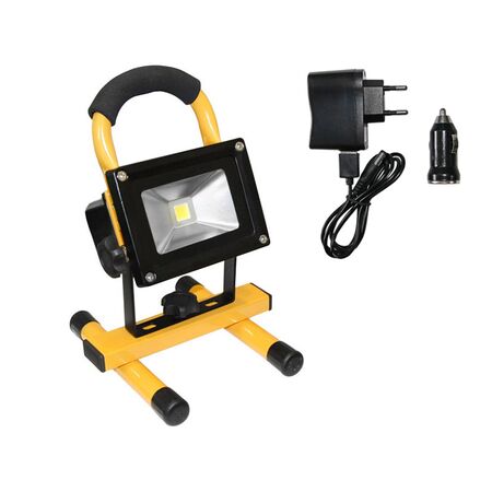 Portable Rechargable Led Projector 10W 12V-230V 100° 4000K yellow-black