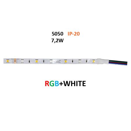 ΤΑΙΝΙΑ LED 5m 12VDC 7.2W/m 36LED/m RGB & ΛΕΥΚΟ 4000K IP20