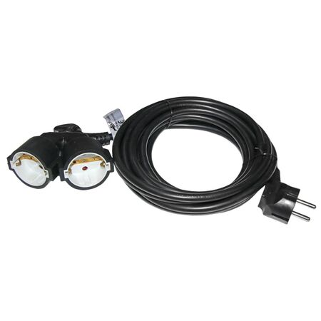 Cable extension with schuko with 2 sockets with cable 3x1.5mm² 3m black