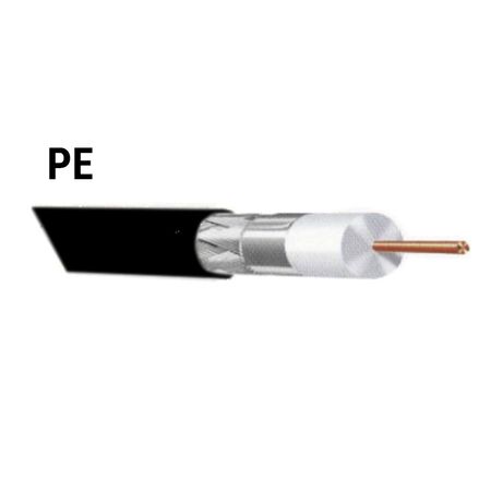 Coaxial TV satellite cable copper CU 75Ω AL-AL BLACK PE 100m/roll