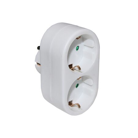 Adaptor with double schuko white