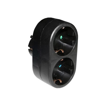 Adaptor with double schuko black