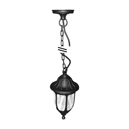 LANTERN PC HANGING FIXTURE ROUND E27 IP44 BLACK