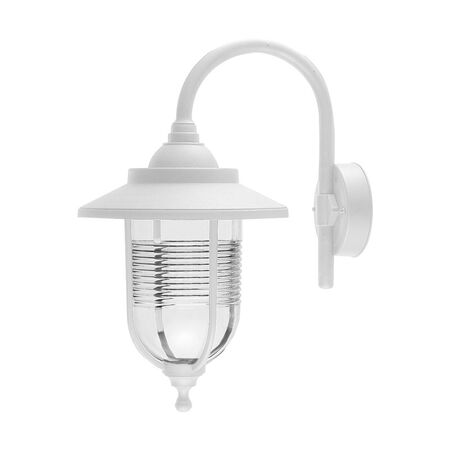 LANTERN PC WALL FIXTURE ROUND WITH ARM E27 IP44 WHITE