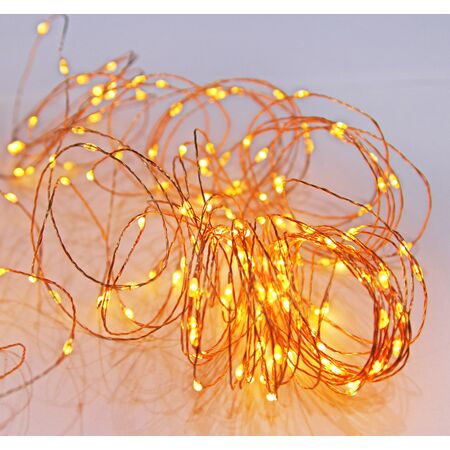 100 micro LED string light-copper wire with program & static Golden 2200K IP44