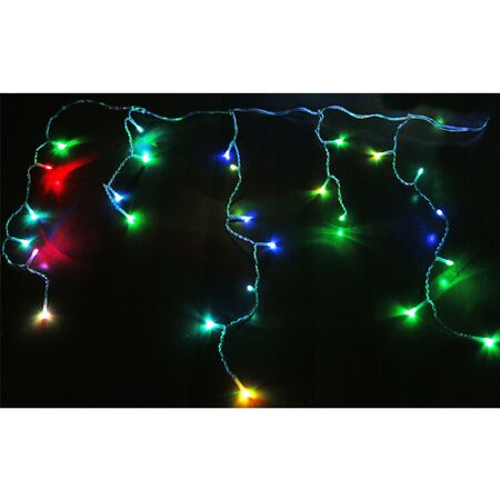 100 LED icicle light-with program&static transparent cable RGB IP44