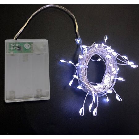 50 micro LED string light-silver wire battery operated Static Cool white IP20