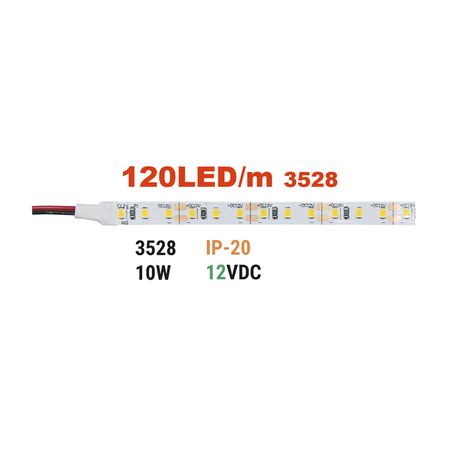 ΤΑΙΝΙΑ LED 5m 12VDC 10W/m 2835 120LED/m 3000K IP20