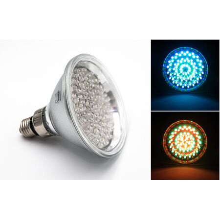 LED ΛΑΜΠΑ ΓΥΑΛΙΝΗ PAR38 E27 120LED 8.5W 42VAC 15° RGB