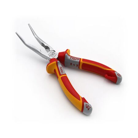 NWS Long Nose Plier VDE yellow-red handle angle 205mm