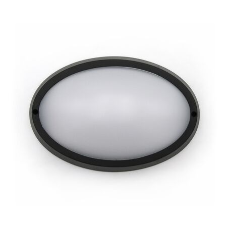 LED BULKHEAD PC OVAL 240 X 163MM 15W 4000K IP65 BLACK