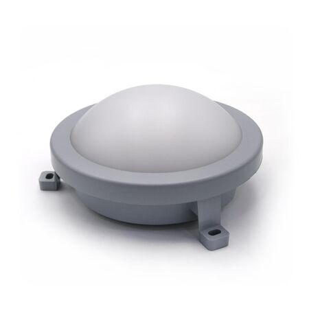 Led bulkhead wallmounted light round PP body, PC cover,IP54 6W D:17.2cm 230V 4000k grey