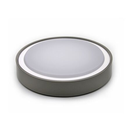 LED ΠΛΑΦΟΝΙΕΡΑ PC ΣΤΡΟΓΓΥΛΗ Φ260mm 15W 4000K IP65 ΓΚΡΙ