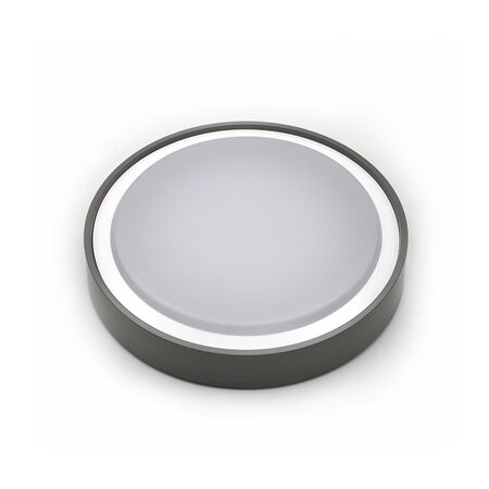 LED ΠΛΑΦΟΝΙΕΡΑ PC ΣΤΡΟΓΓΥΛΗ Φ260mm 15W 4000K IP65 ΓΚΡΙ