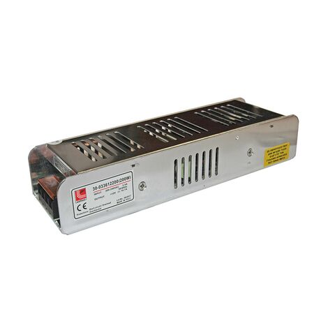 Aluminum power supply mini size for led strips 230V/12VDC 200W
