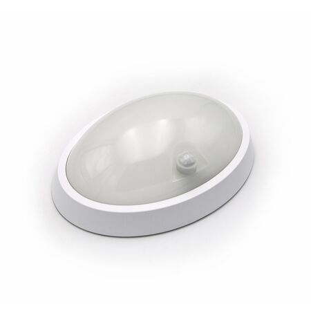 Led bulkhead ceiling mounted light oval with PIR,PP base, PC cover,IP54 15W 240*170*78mm 230V 4000k white