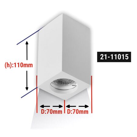 ΣΠΟΤ ΓΥΨΙΝΟ ΟΡΟΦΗΣ ΤΕΤΡΑΓΩΝΟ ΝΤΟΥΙ GU10 D:70*70*110mm(h)