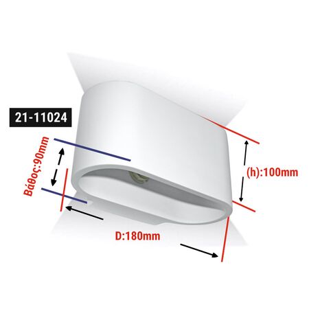 Wall mounted lamp square oval up down G9 180*90*100mm