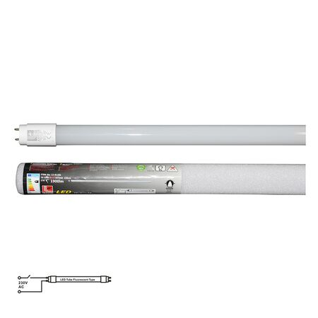 Led T8 Glass Cover 120cm 18w 230V 210° One End Connection Warml White