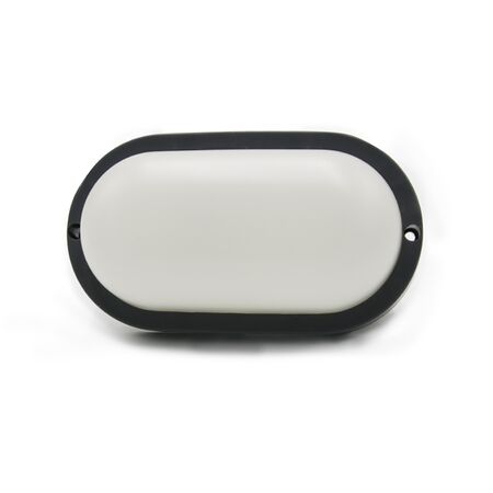 Led bulkhead wallmounted light oval PP base, PC cover,IP54 8W 160x90x51mm 230V 4000k dark grey