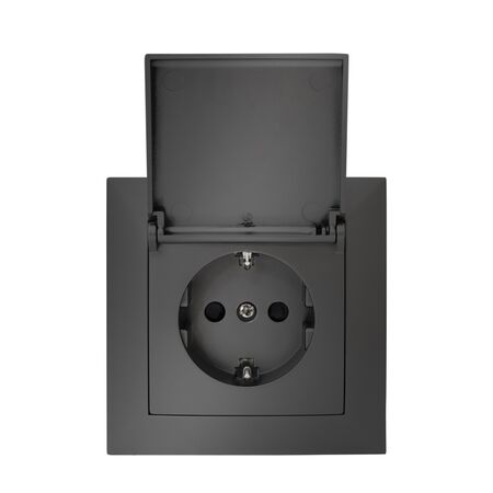 Complete Socket IP20 Schuko 16A 230V, with children protection and cover Anthracite