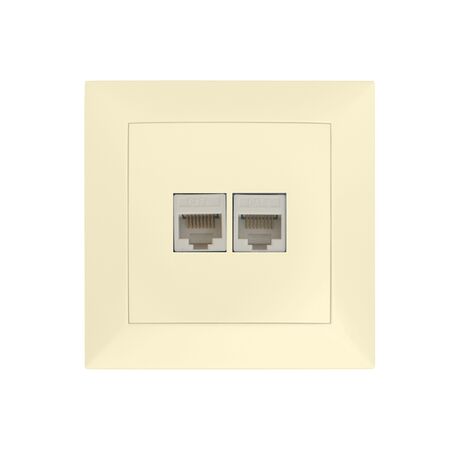 Complete Socket IP20 insert for socket RJ11+RJ45 CAT6 Beige