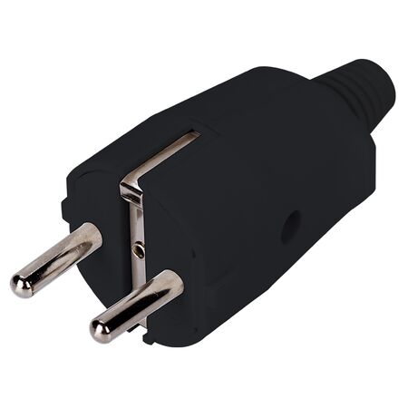Male schuko plug PP black