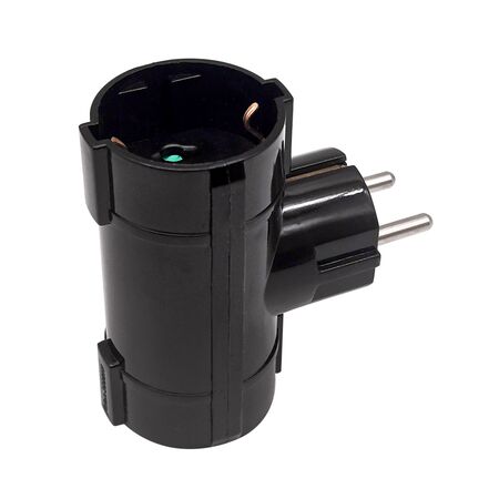Schuko Adaptor (T) 2 Sockets BLACK
