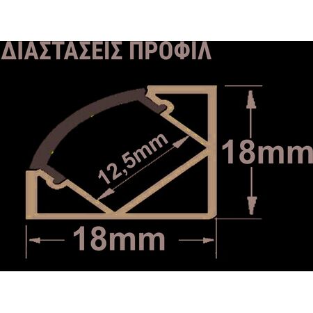 Aluminum Led profile 1m wall mounted L type for led strip max W:12mm L:1m W:18.1mm  H:18.1mm